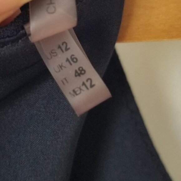 Tahari Navy Blue Dress Size 12 Esmarella A-Line 3/4 Sleeve - Picture 10 of 11